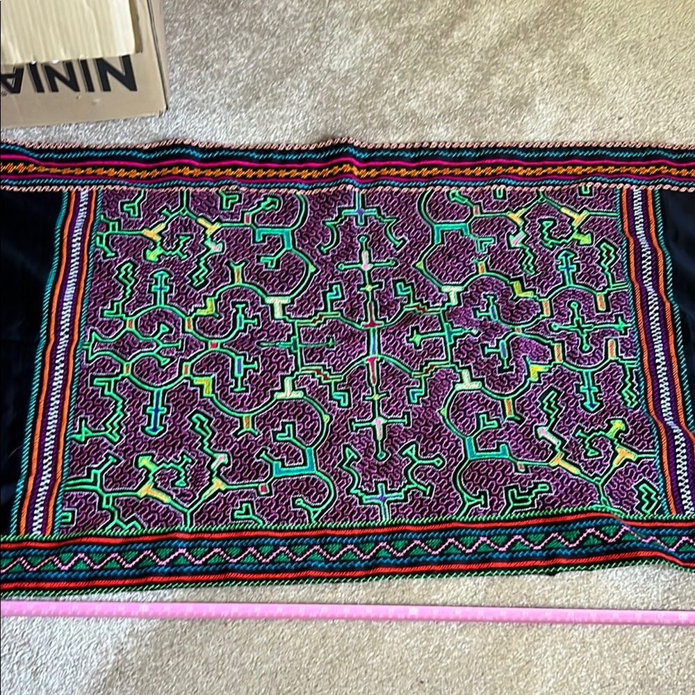 Colorful shipibo hand Embroidered Textile